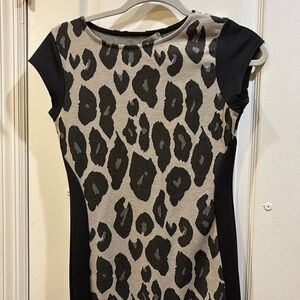 CAMEO ROSE ANIMAL PRINT LONG DRESS BLACK SIDE PANELS FOR A VERY SLIMMING EFFECT